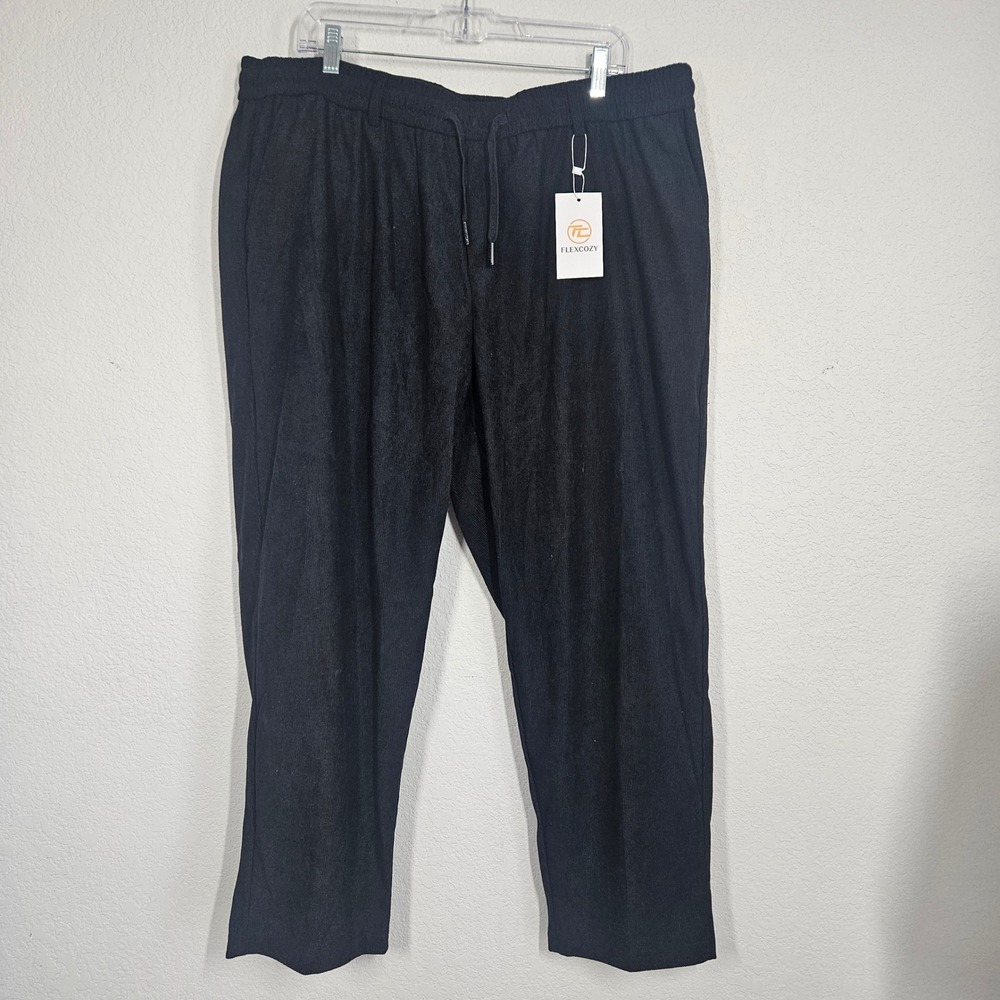 Flexcozy Black Corduroy Drawstring Pants Womens 2X Petite Elastic Waist New